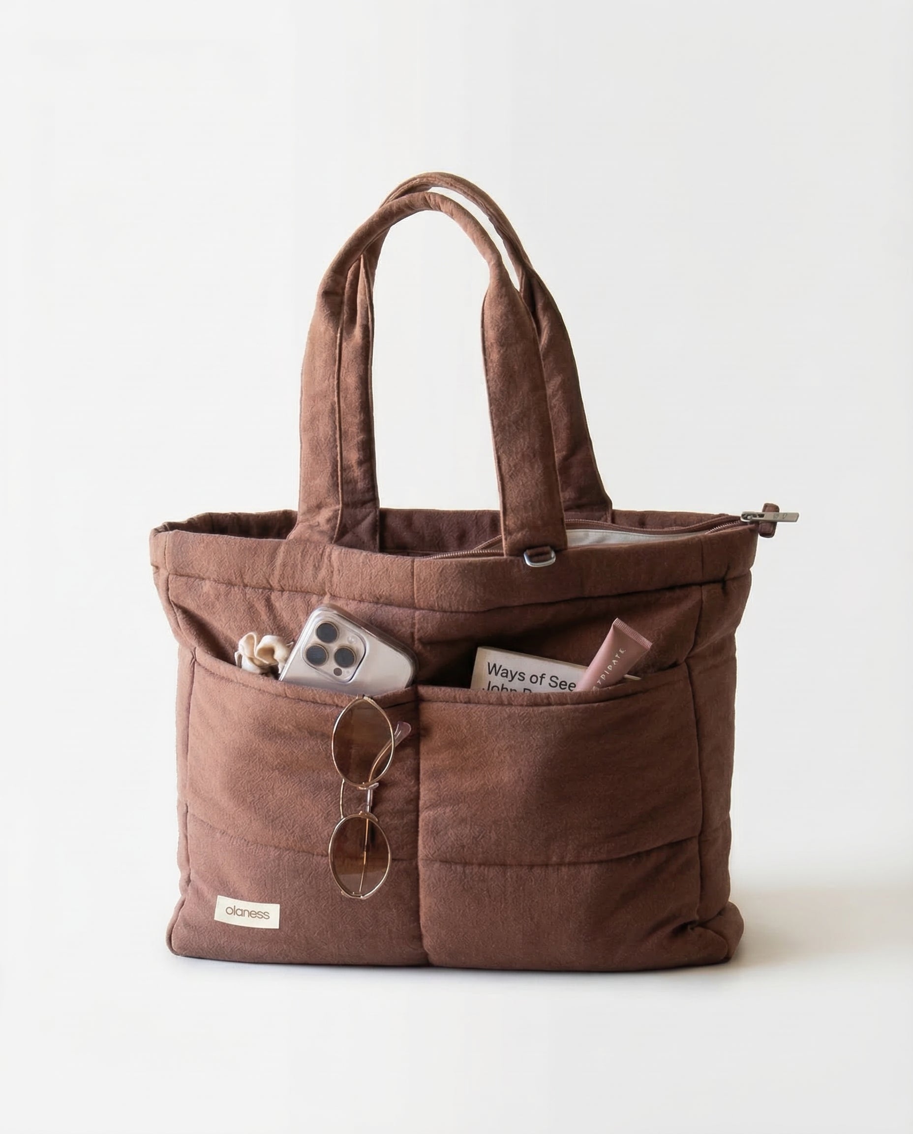 OLANESS Signature Pocket Tote – Grand Sac Élégant avec Compartiments pour Travail et Quotidien