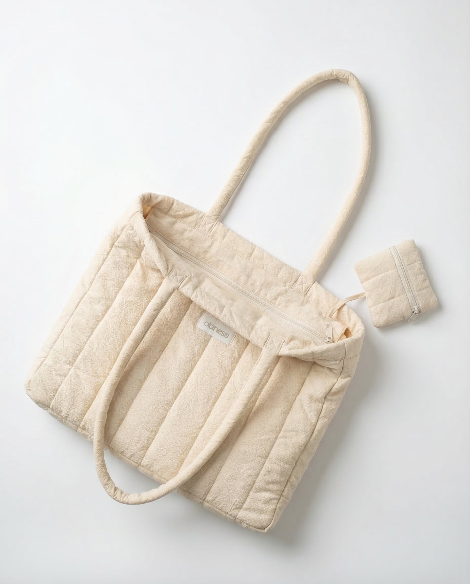 OLANESS Signature Crinkle Tote – Grand Sac Élégant pour Travail, Voyage et Quotidien