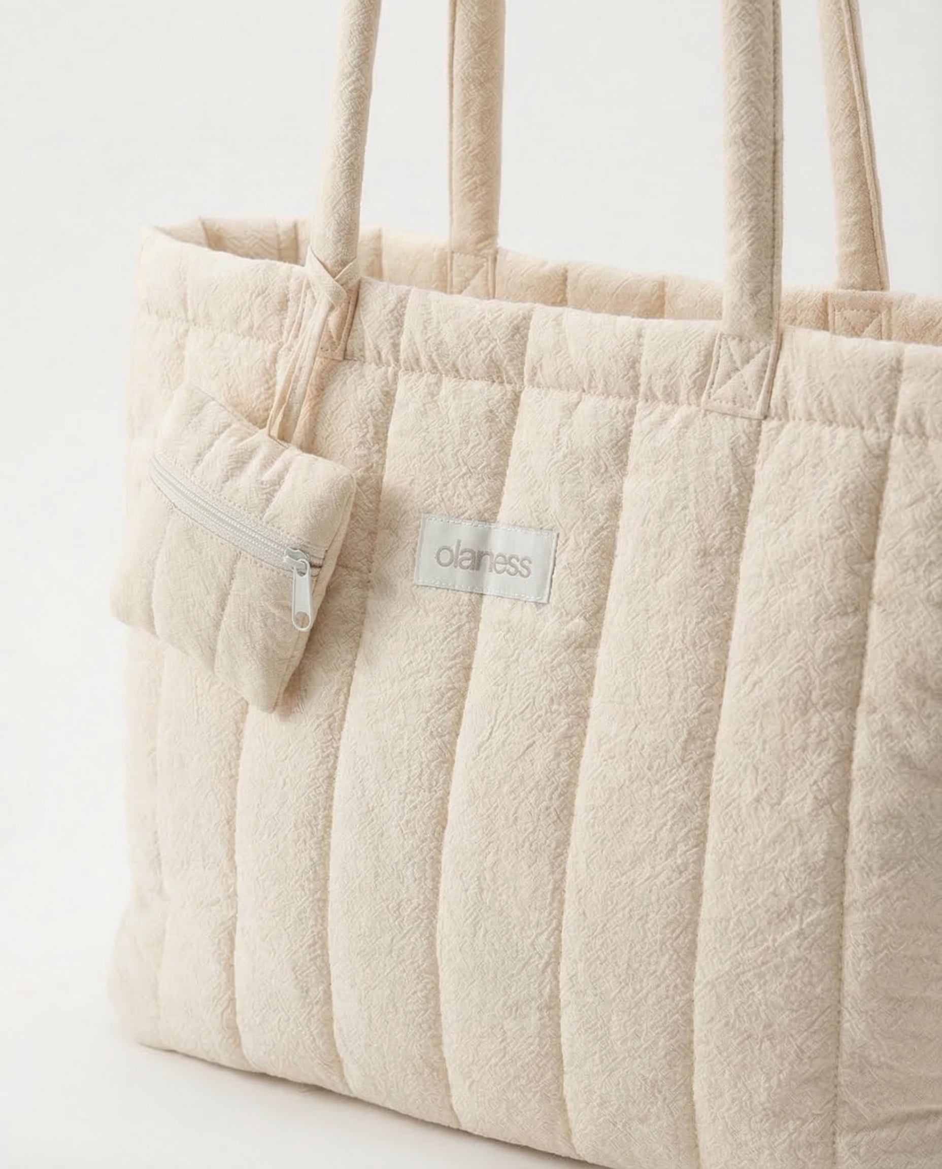 OLANESS Signature Crinkle Tote – Grand Sac Élégant pour Travail, Voyage et Quotidien