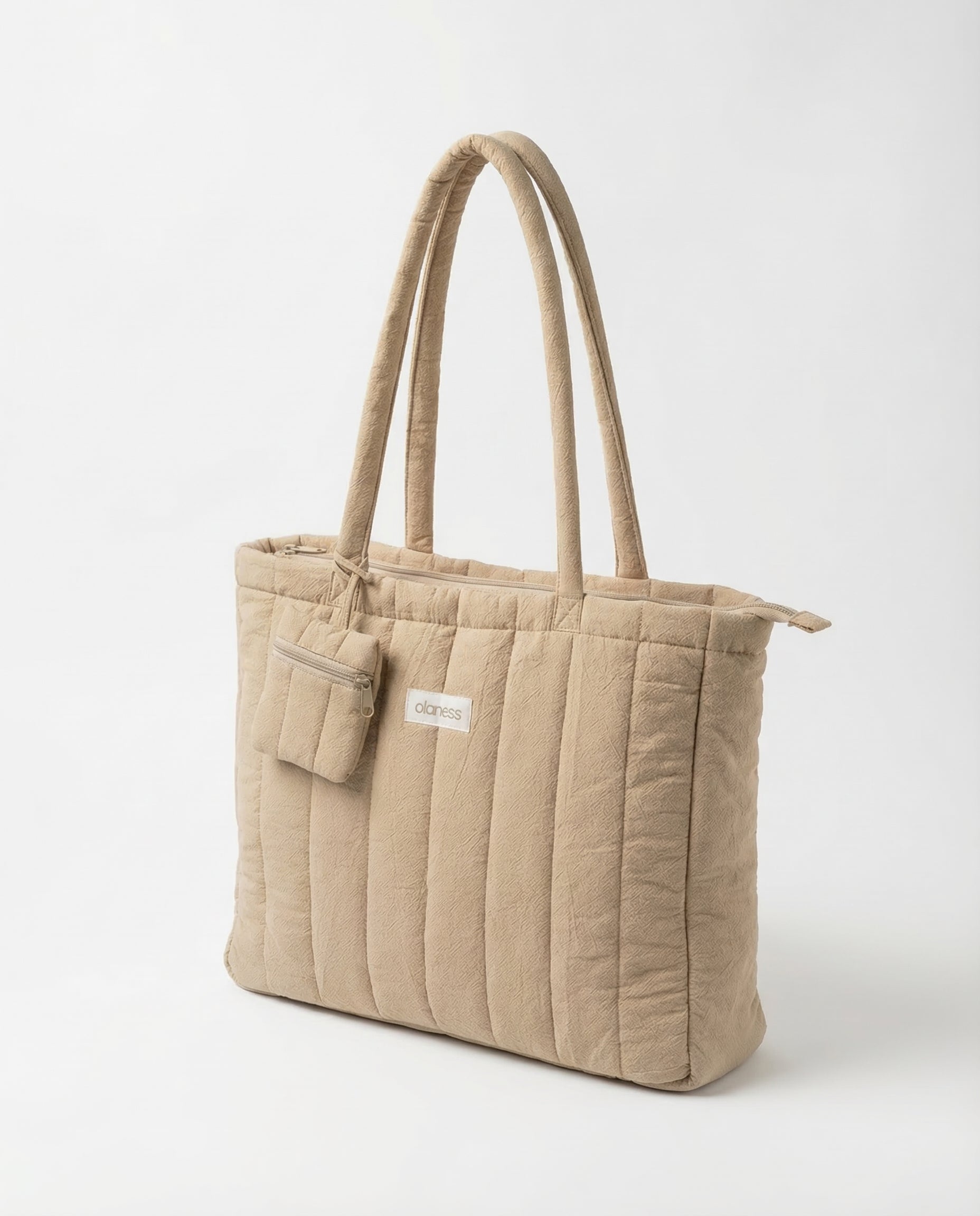 OLANESS Signature Crinkle Tote – Grand Sac Élégant pour Travail, Voyage et Quotidien